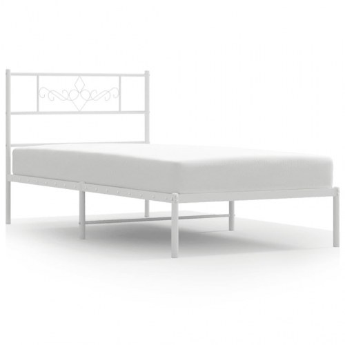 Sengeramme i metal med hovedgærde 75×190 cm - hvid
