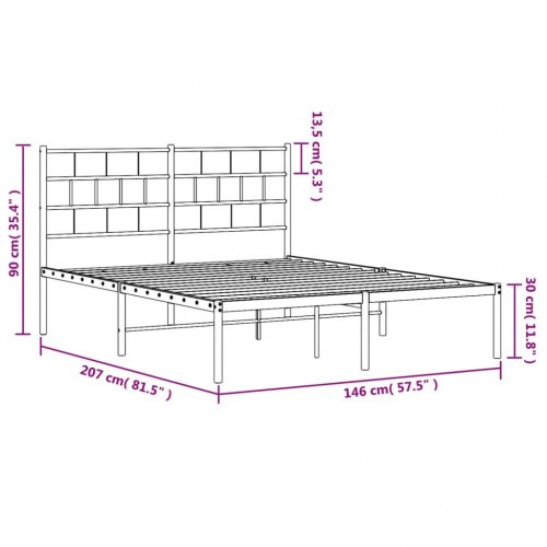 Sengeramme med sengegavl 140x200 cm metal sort