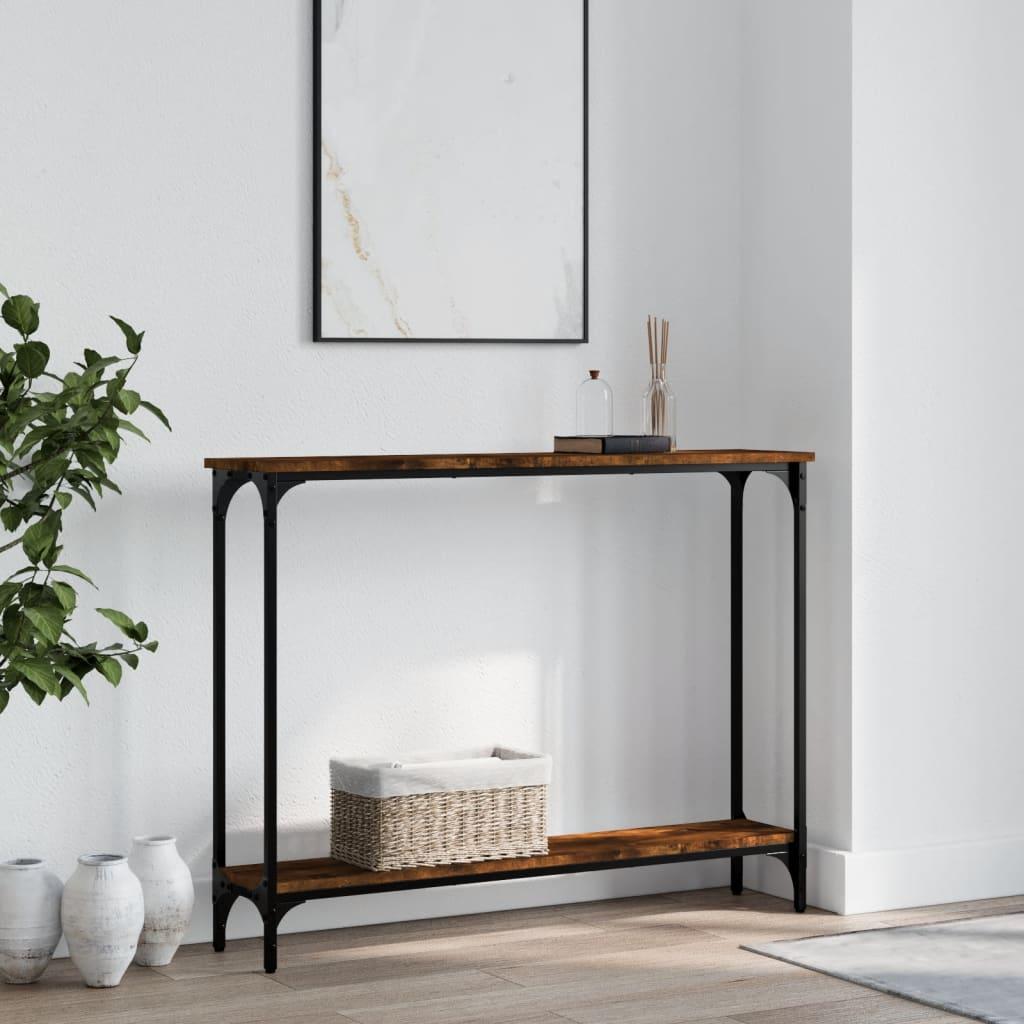 Konsolbord 100 × 22,5 × 75 cm i konstrueret træ - røget egetræsfarve