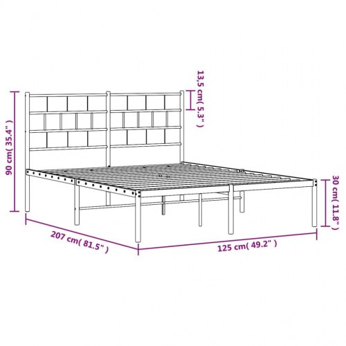 Sengeramme med sengegavl i metal 120×200 cm - sort