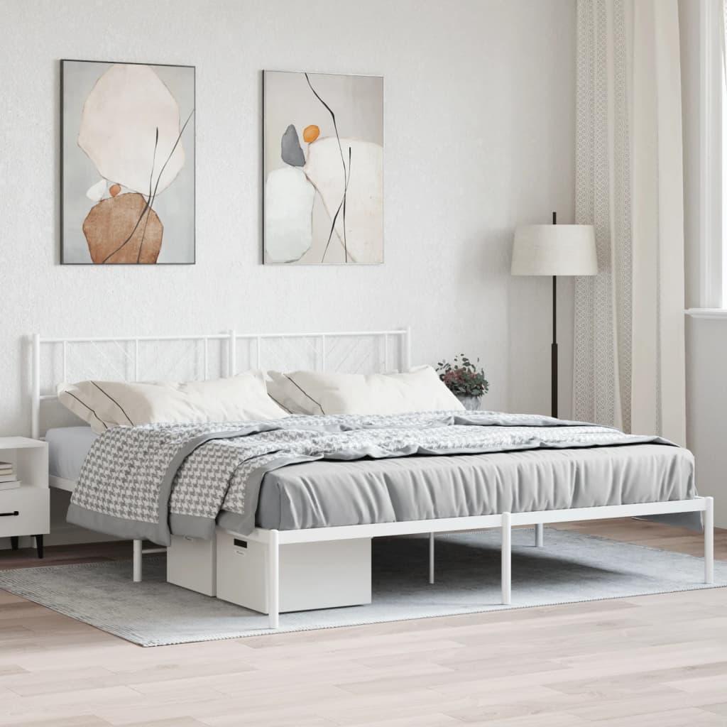 Sengeramme med sengegavl 180x200 cm metal hvid