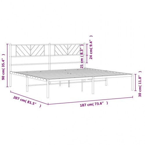 Sengeramme med sengegavl 180x200 cm metal hvid