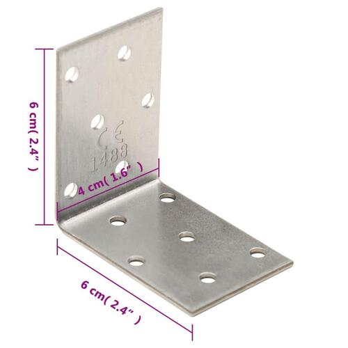 Vinkelbeslag 40 stk. 2 mm 60x40x60 mm galvaniseret stål