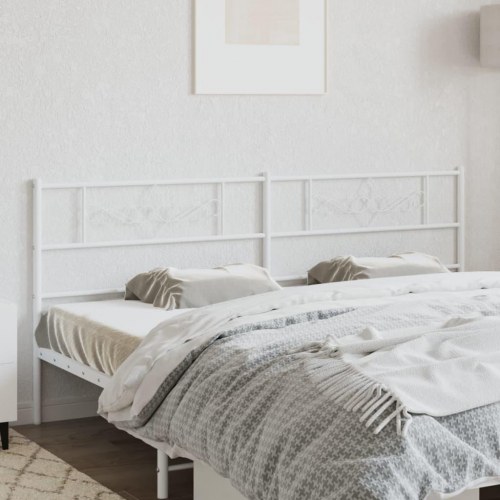 Sengegavl i metal 180 cm - hvid, klassisk design