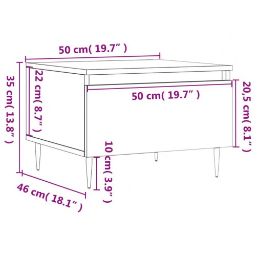 Sofabord 50x46x35 cm konstrueret træ brun egetræsfarve