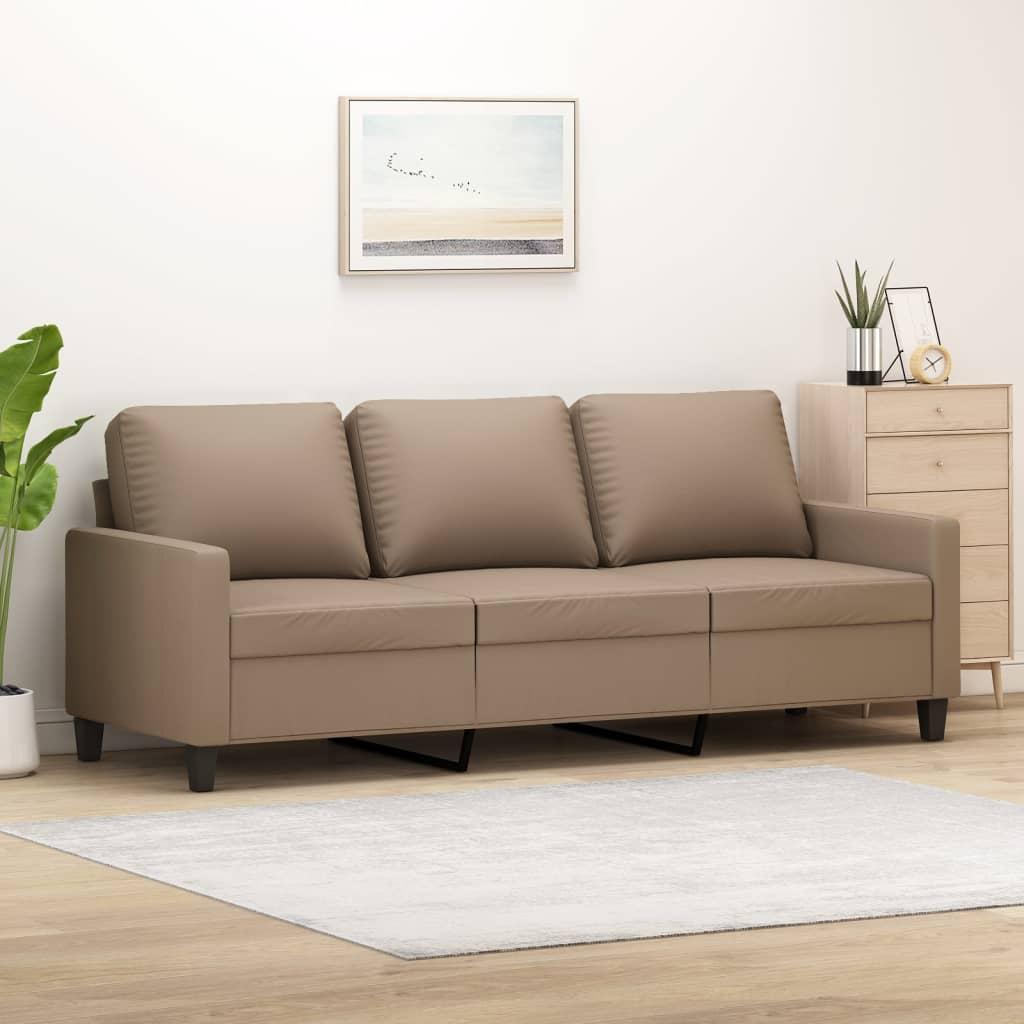 3 Personers Sofa 180 Cm Kunstlæder Cappuccino
