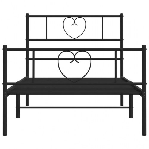 Sengeramme i metal med gavl og fodgærde 107×203 cm - sort
