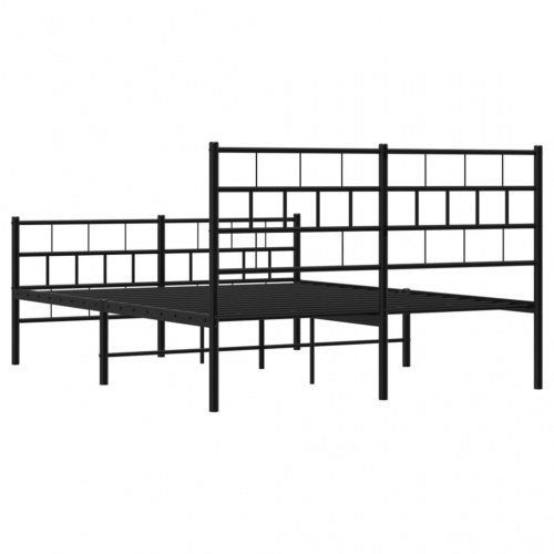 Sengeramme i metal med gavl og fodgærde 135×190 cm - sort