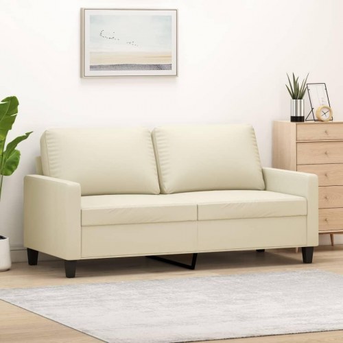 2-personers sofa i kunstlæder - cremefarvet, sædebredde 140 cm