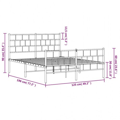 Sengeramme i metal med sengegavl og fodgærde 120×190 cm - sort