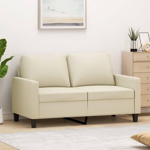 2-personers sofa i kunstlæder, 120 cm - cremefarvet