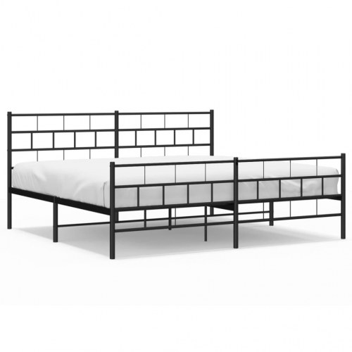 Sengeramme i metal med gavl og fodgærde 193 × 203 cm - sort