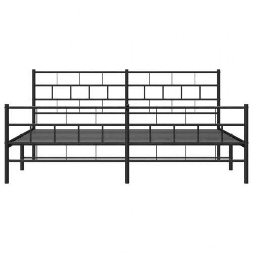Sengeramme i metal med gavl og fodgærde 193 × 203 cm - sort