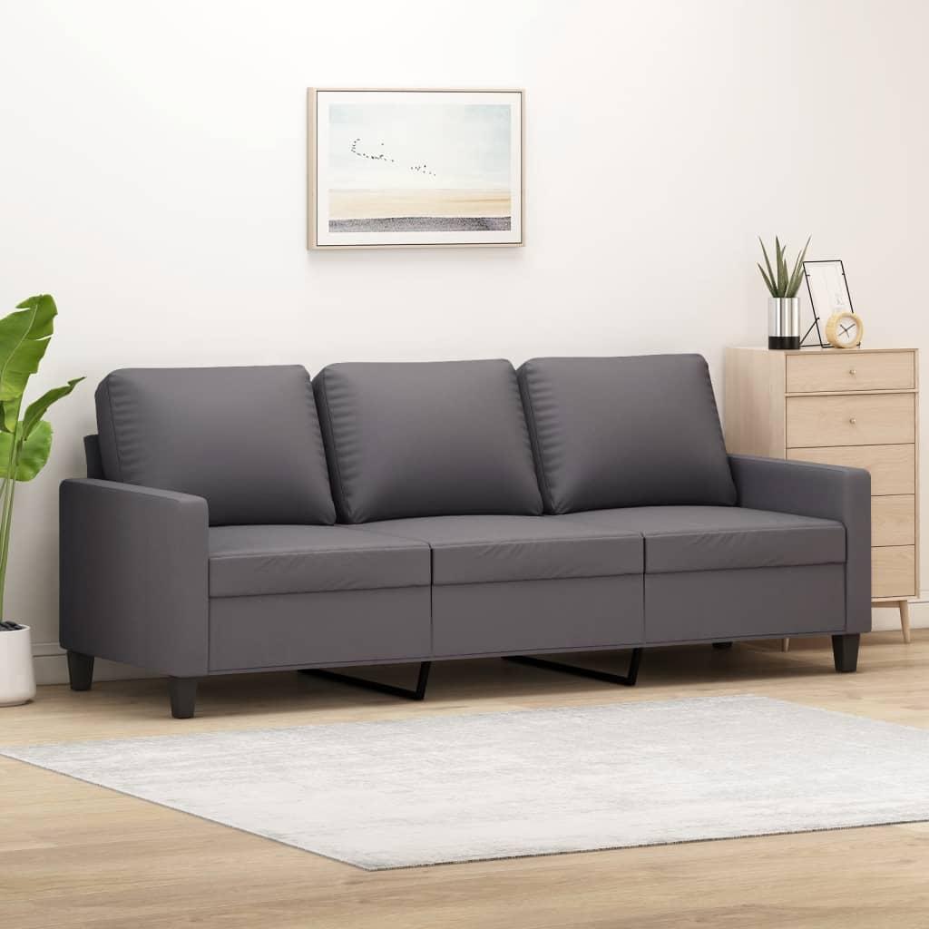 3-Personers Sofa Kunstlæder - 180 cm / Grå