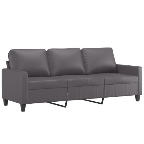 3-personers sofa 180 cm i gråt kunstlæder