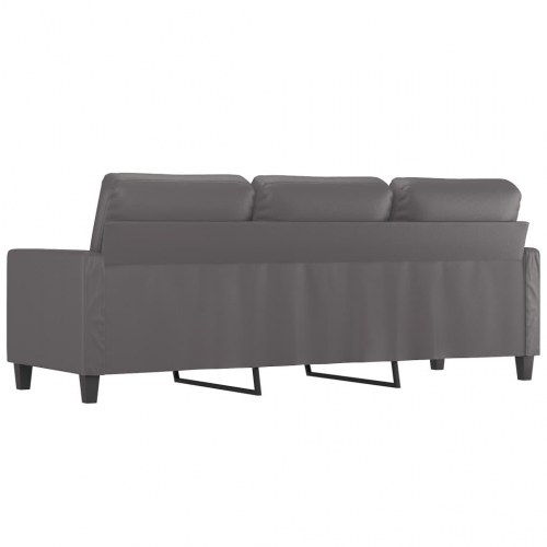 3-personers sofa 180 cm i gråt kunstlæder