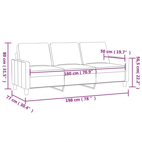 3-personers sofa 180 cm i gråt kunstlæder