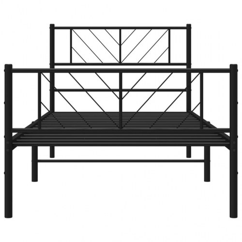 Sengeramme med sengegavl og fodgærde 80x200 cm metal sort