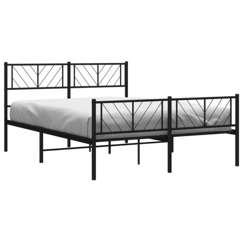 Sengeramme i metal med sengegavl og fodgærde 120x200 cm - sort