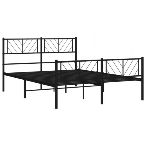 Sengeramme i metal med gavl og fodgærde 140 × 190 cm - sort