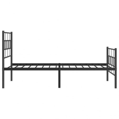 Sengeramme i metal med sengegavl og fodgærde 90 x 190 cm - sort