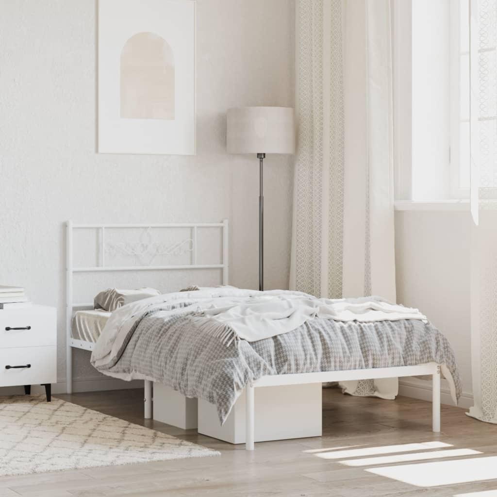 vidaXL sengeramme med sengegavl 100x200 cm metal hvid