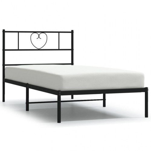 Sengeramme med sengegavl 100×190 cm - metal, sort