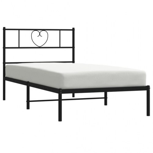 Sengeramme med sengegavl 100×190 cm - metal, sort