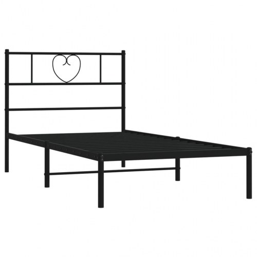 Sengeramme med sengegavl 100×190 cm - metal, sort