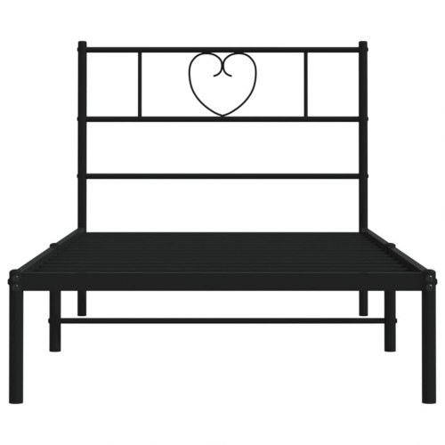 Sengeramme med sengegavl 100×190 cm - metal, sort