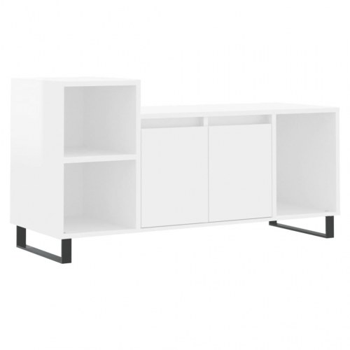Tv-bord 100x35x55 cm konstrueret træ hvid højglans