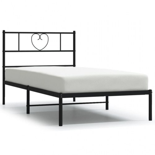 Sengeramme med sengegavl 90×190 cm - metal, sort