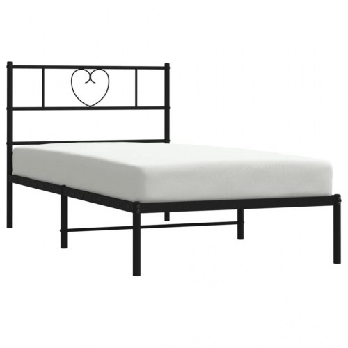 Sengeramme med sengegavl 90×190 cm - metal, sort