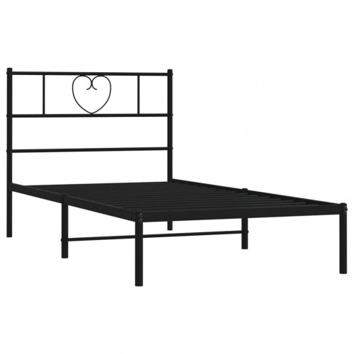 Sengeramme med sengegavl 90×190 cm - metal, sort