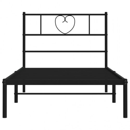 Sengeramme med sengegavl 90×190 cm - metal, sort