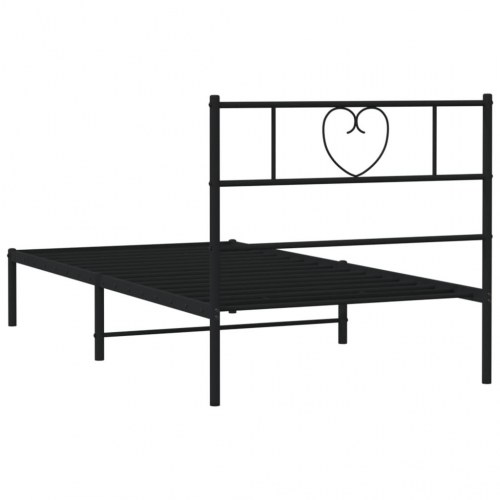 Sengeramme med sengegavl 90×190 cm - metal, sort