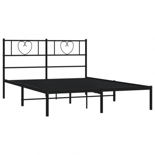 Sengeramme med sengegavl i metal - 120 x 190 cm, sort
