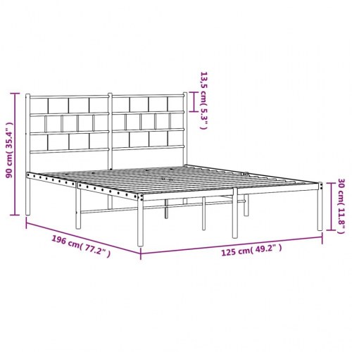 Sengeramme med sengegavl 120x190 cm metal sort