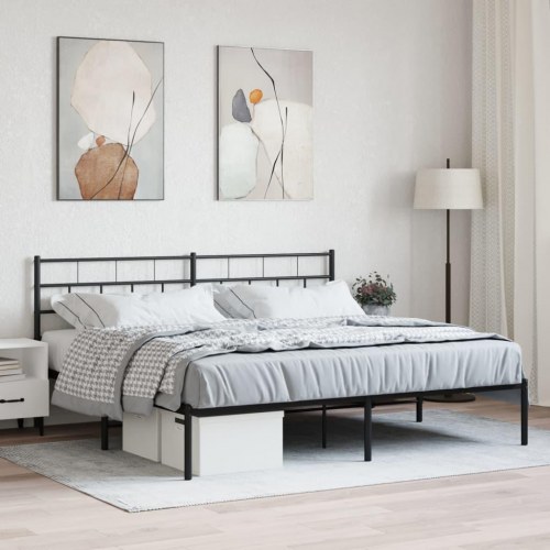 Sengeramme med sengegavl 180×200 cm - metal, sort
