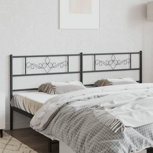 Sengegavl i metal 200 cm - sort, udskiftningsgavl
