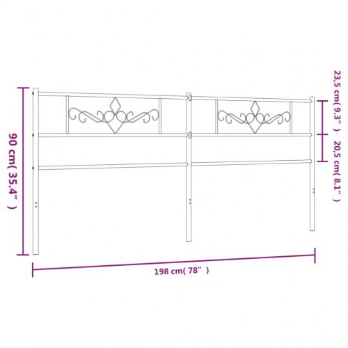 Udskiftningssengegavl i metal 193 cm - hvid