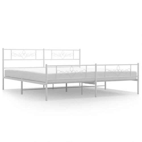Sengeramme med gavl og fodgærde 183×213 cm - metal, hvid