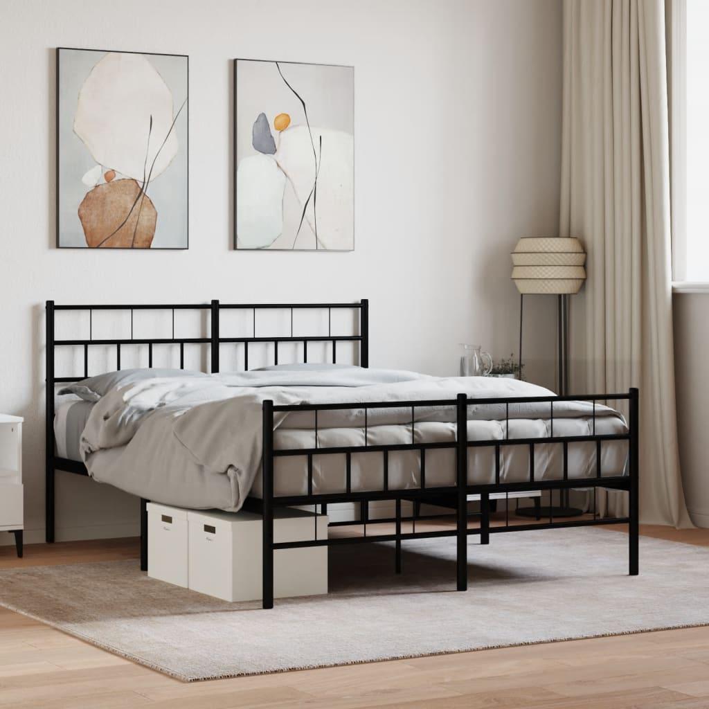 Sengeramme Med Sengegavl Metal - Sort / med hovedgærde og fodgærde / 120 x 200 cm