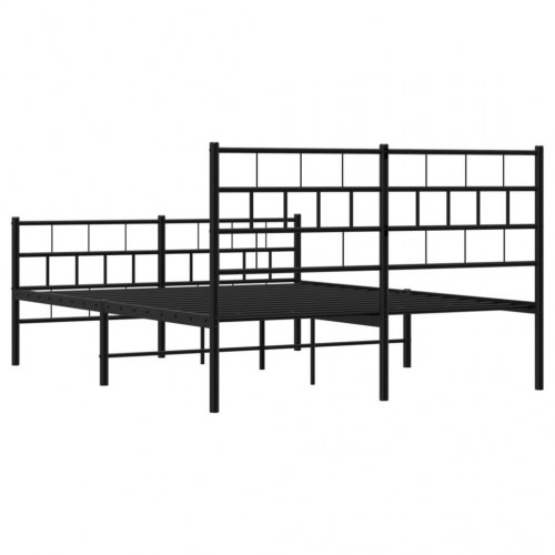 Sengeramme i metal med gavl og fodgærde 120×200 cm - sort