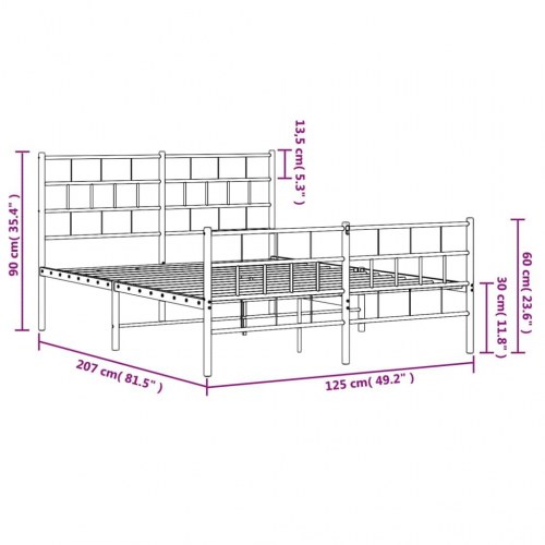 Sengeramme i metal med gavl og fodgærde 120×200 cm - sort