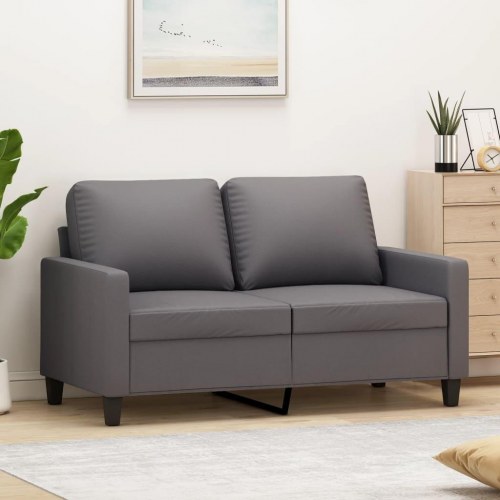 2-personers sofa i kunstlæder - grå, sædebredde 120 cm