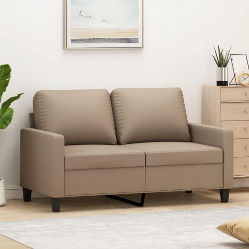 2-personers sofa i kunstlæder - cappuccino, sædebredde 120 cm