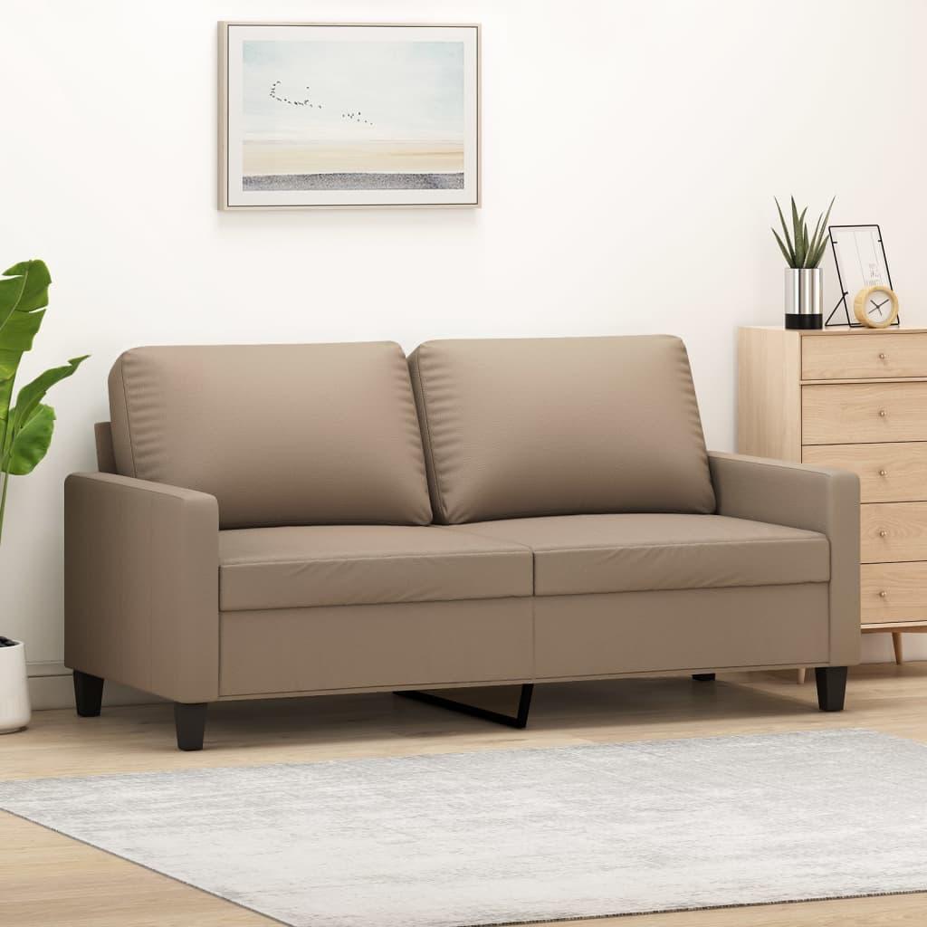 2-personers sofa 140 cm kunstlæder cappuccino billede