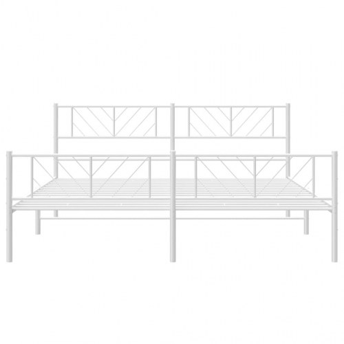 Sengeramme med sengegavl og fodende 180x200 cm - metal, hvid