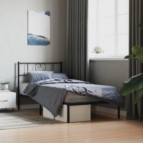 Sengeramme med sengegavl 107×203 cm - metal, sort